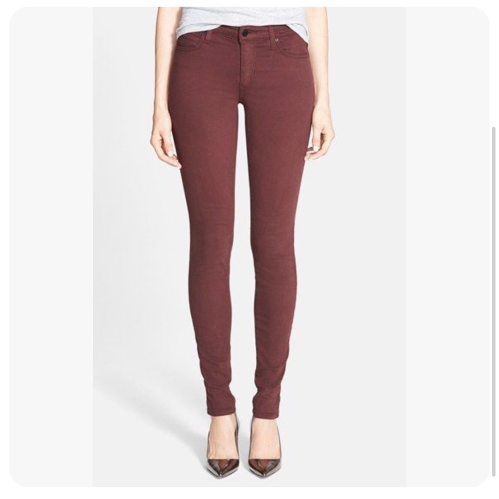 Joe’s mid rise black cherry leggings five pocket‎ skinny Sz 28